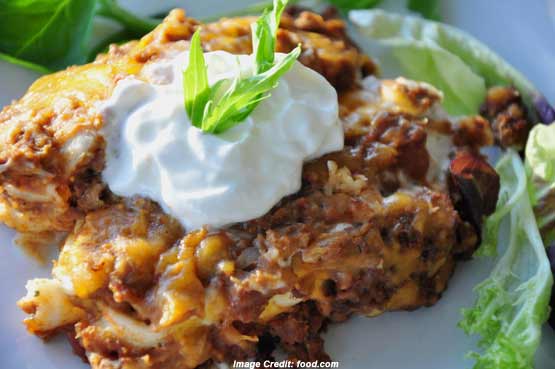 serving of creamy burrito casserole