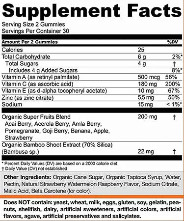 Goli Nutrition Superfruits Gummies Supplement Facts