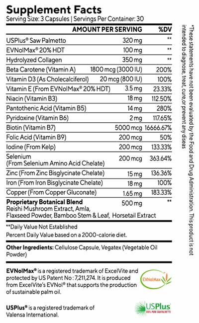 Hair La Vie Clinical Formula Hair Vitamins Supplement Facts