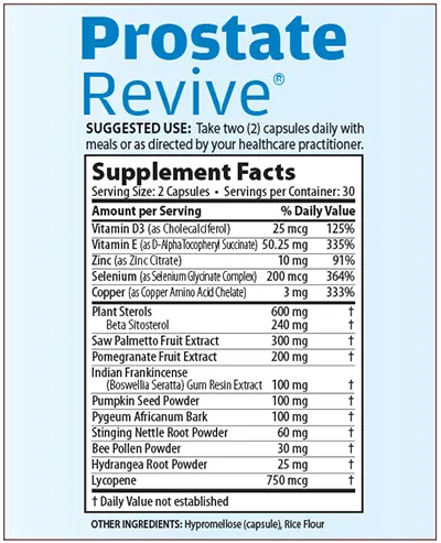 Prostate Revive Supplement Facts