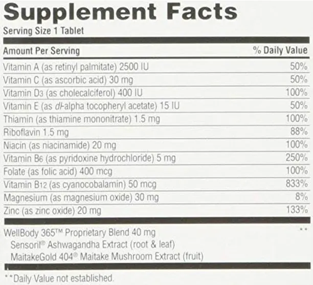 Stresstabs Advanced Supplement Facts