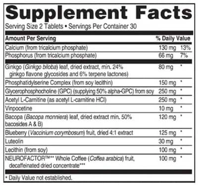 Advanced Memory Formula Supplement Facts