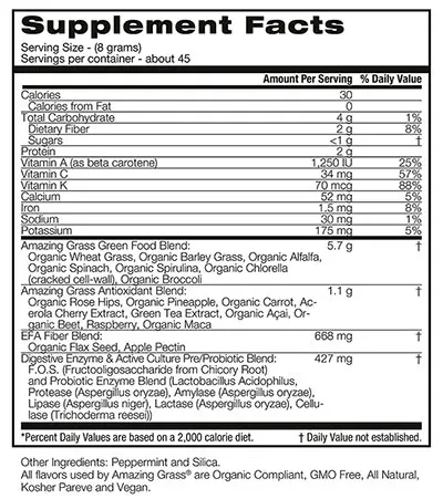 Amazing Grass Green Superfood Supplements Facts
