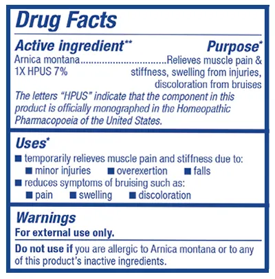 Arnicare Gel Supplement Facts