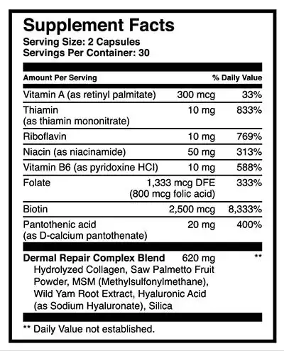 Dermal Repair Complex Supplement Facts