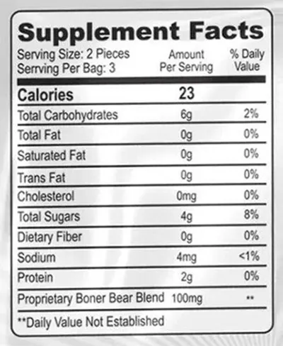 boner bears ed gummies supplement fact