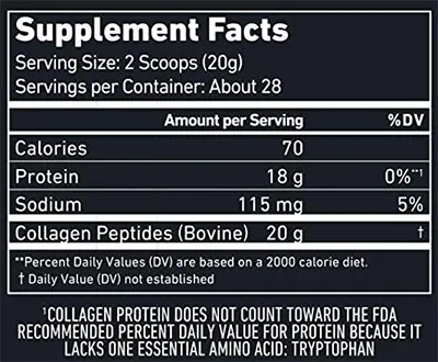 Bubs Naturals Collagen Peptides Supplement Facts