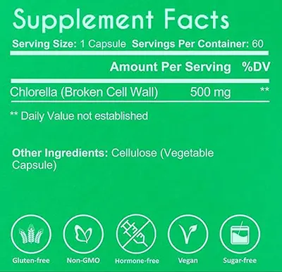 Chlorella Super Green + Supplement Facts