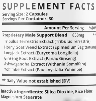 Eros Lift Supplement Facts
