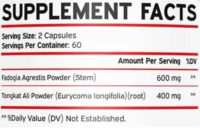 fadogia agrestis and tongkat ali supplement facts