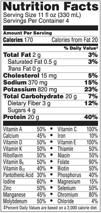 fairlife protein shakes supplement facts