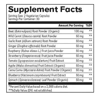 earth-energy-fruits-veggies- supplement facts