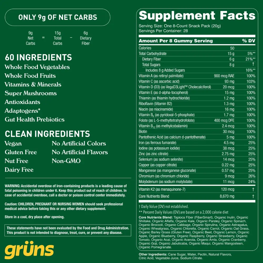 Grüns Supplement Facts
