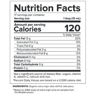 Gundry MD Polyphenol-Rich Olive Oil Supplement Facts