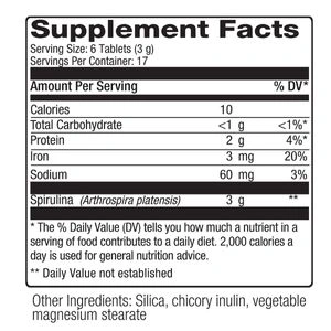 Hawaiian Spirulina Supplement Facts