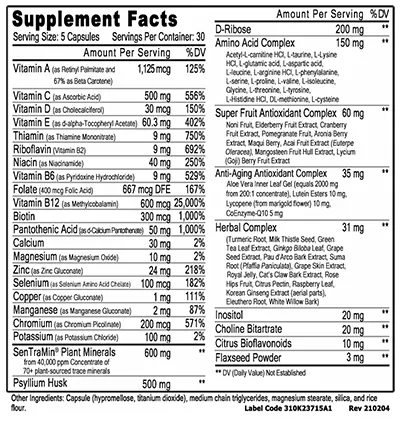 Immuno 150 Supplement Facts