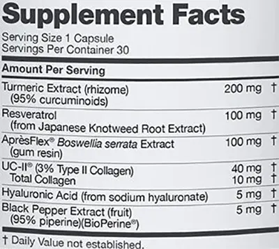 instaflex advanced joint support supplement facts