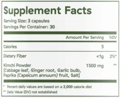 Kimchi One Supplement Facts