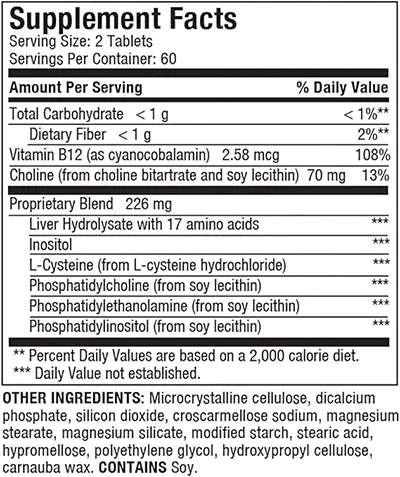 Información del suplemento Liverite Liver Aid