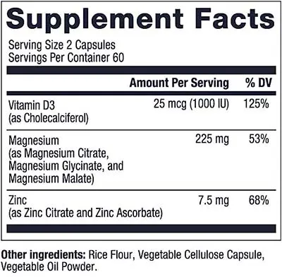Informations nutritionnelles du supplément MagMD Plus