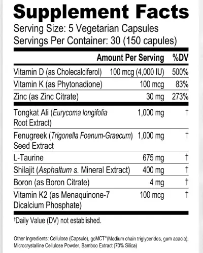 Informations nutritionnelles du complément alimentaire Mars Men