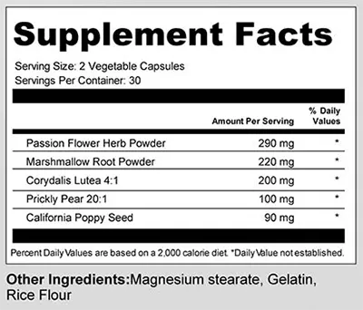 Nerve Control 911 Supplement Facts