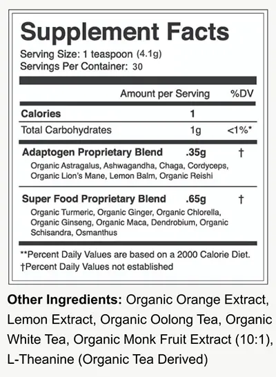 NoonBrew Supplement Facts