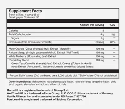 Nucific Moroslim Supplement Fact