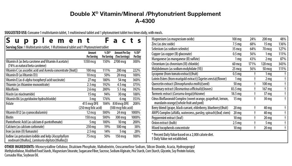 Nutrilite Double X Supplement Facts