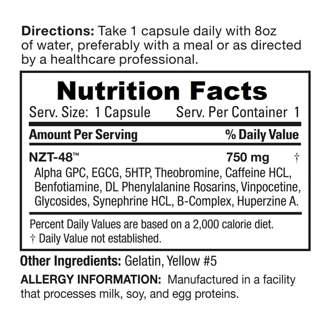 NZT-48 Pill Limitless Supplement Facts