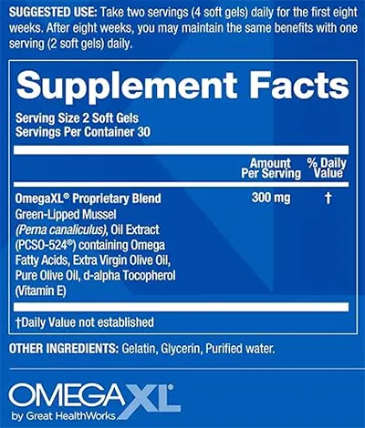Omega XL Supplement Facts