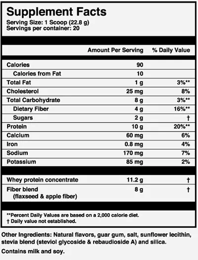 Nucific PrebioBoost supplement fact