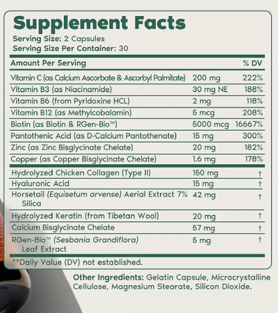 Primal Harvest Hair Growth Complex Supplement Facts