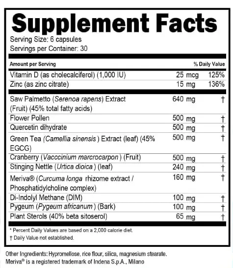 Prost-P10x Supplement Facts