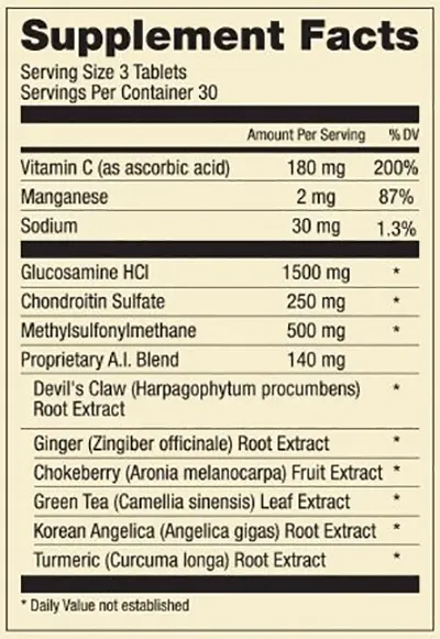 Replenex Supplement Facts