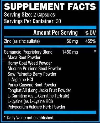 SemenoidTablets Supplement Facts