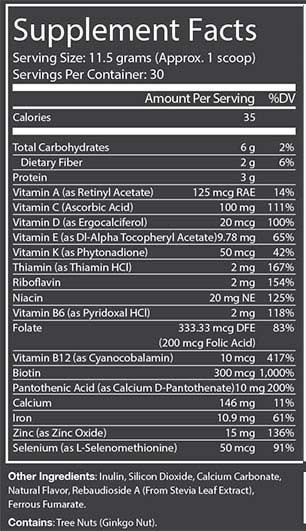 SuperGreen Tonik Supplement Facts