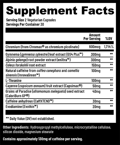 burn evolved supplement facts