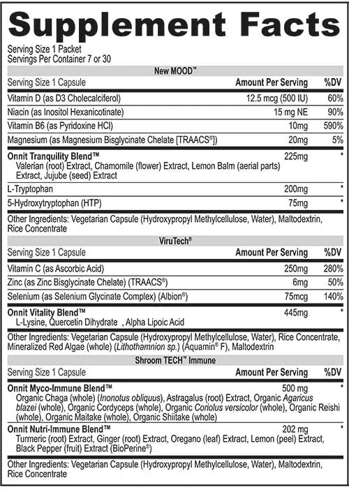 Onnit Total Human Night Pack Supplement Facts