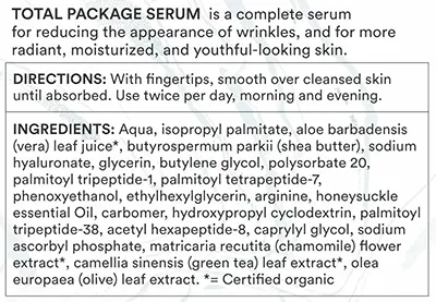 Total Package Serum Ingredients