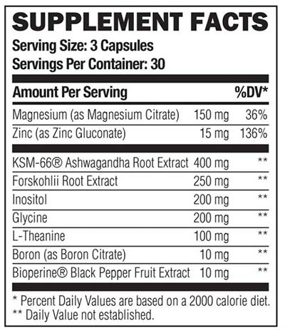 Umzu Testro X Supplement Facts