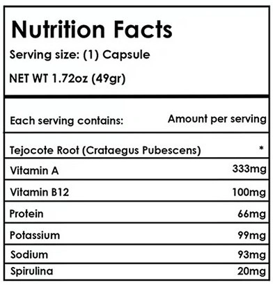 Vidaslim Supplement Facts