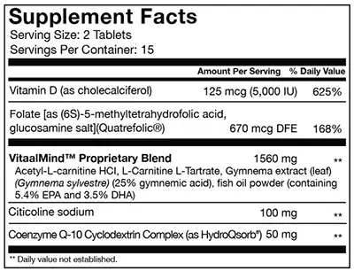 Vitaae Supplement Facts