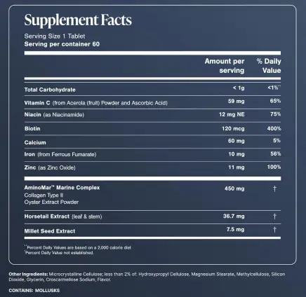 Informations nutritionnelles du supplément Viviscal Extra Strength